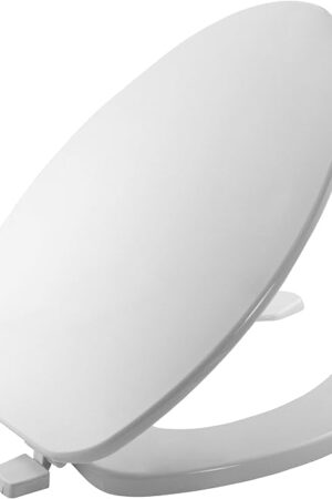 BEMIS 175 Commercial Open Front Plastic Toilet Seat, Heavy Duty Industrial Seat with Lid, Elongated, White