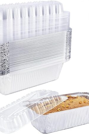Disposable Bread Pans With Lids Bakeware Set,30 Pack, 1.5lb Aluminum Foil Loaf Pans, Perfect for Baking, Storing, Freezing Food or Take-out