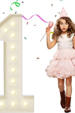 4FT Marquee Numbers, Large Light Up Numbers 1 for 1st 15th 16th Birthday Party Decorations, Giant Light Up Number for Baby Shower Anniversary Decor, 4 Feet Number 1 w/Lights DIY Kit