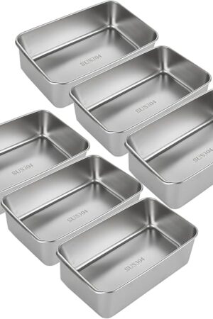 6PCS Stainless Steel Loaf Pan 8.5x5.5 Inch Banana Bread Pans for Homemade Breads Baking Pan for Oven Metal Meatloaf Pan Sandwich Bread Loaf Pans for Baking Bread Tin for Bakings Meat Loaf Cake