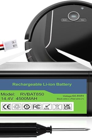 4500mAh RVBAT850 Battery for Shark Ion Robot RV1001AE, R75, R85, S87, RV751,RV1000,RV2001 RV2001WD,R3Z, R4Z Robot Vacuum Cleaners(2 Prong Plug)