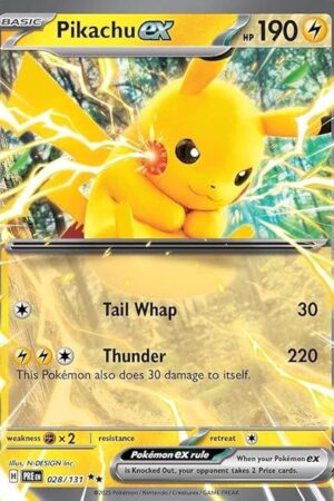 The Pokemon - Pikachu ex 028/131 – Prismatic Evolutions – Double Rare – Foil - Single Card