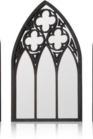 BOUMUSOE 3 Pack Gothic Mirrors, Cathedral Arch Frame, Tiny Gothic Room Decor - 9.8 inches Spooky Decorative Rustic Wall Hanging for Bedroom & Bathroom