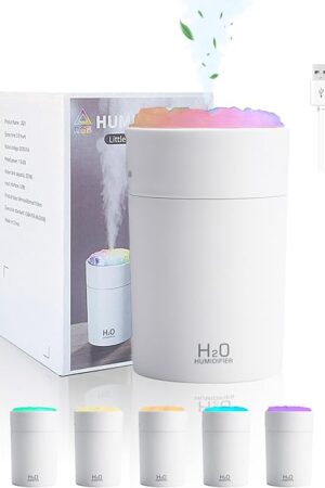 220ML Humidifiers For Bedroom, Portable Humidifier With LED Colorful Gradient Light,Cotton Stick And USB Data Cable. Humidifier Large Room For Travel, Office, Bedroom, Baby Room, Plants, Home(white)