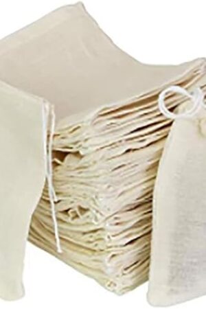 30 Pcs 4 x 3 Inches Natural Unbleached Cotton Drawstring Bags Spice/Herbs/Tea Bags,Muslin Bags Sachet Bag for Home Supplies