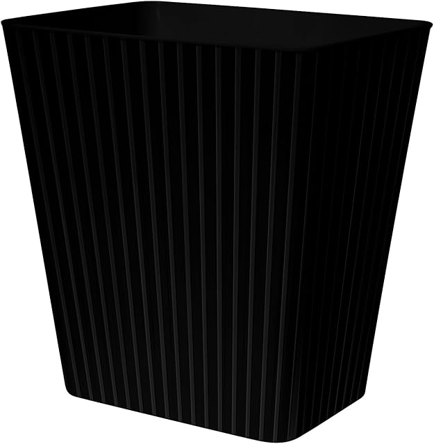 DAJITRE Plastic Small Trash Can, 3.5 Gallon Rectangular Wastebasket for Bathrooms, Laundry Room, Kitchens, Offices, Kids Rooms, Dorms (1, Black)