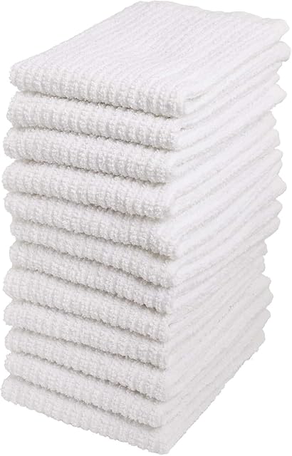 Bar Mop Dishcloth Dish Cloth Towels, 100% Cotton, Set of 12