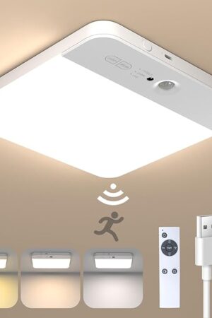 Wireless Rechargeable Motion Sensor Ceiling Light, Battery Operated Waterproof