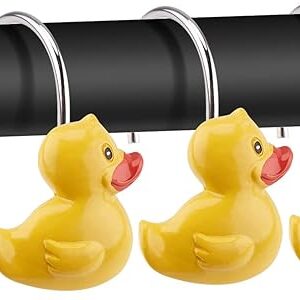 AGPtek 12PCS Home Fashions Yellow Duck Anti Rust Decorative Ducky Resin Hooks for Bathroom Shower Curtain,Bedroom,Living Room Curtain