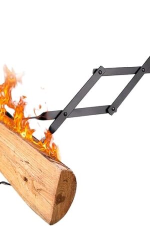AMAGABELI GARDEN & HOME 26" Long Firewood Tongs Log Grabber for Fireplace Fire Pit Campfire Bonfire for up 12'' Thick Logs Heavy Duty Wrought Iron Outside Outdoor Indoor Wood Stove Fire Place Tools