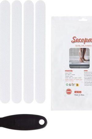 36PCS Non Slip Bathtub Stickers, Shower Floor Non Slip Grip Stickers with Premium Scraper
