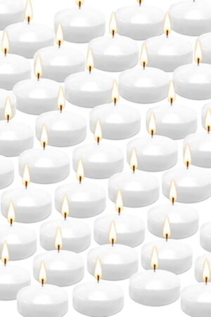 50 Floating Candles, Smoke-Free and odorless, Burning continuously for 5-6 Hours, White, 2-inch Floating Candles, Suitable for Valentine's Day, Weddings, Holidays, Home Decoration……