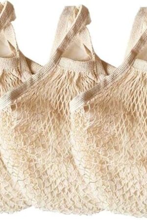 Ahyuan Cotton Mesh Grocery Bags Beige