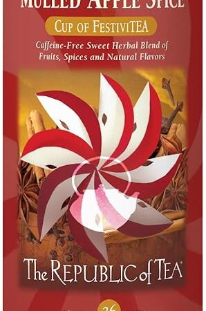 The Republic of Tea - Mulled Apple Spice Herbal Tea Tin, 36 Tea Bags, Naturally Caffeine Free