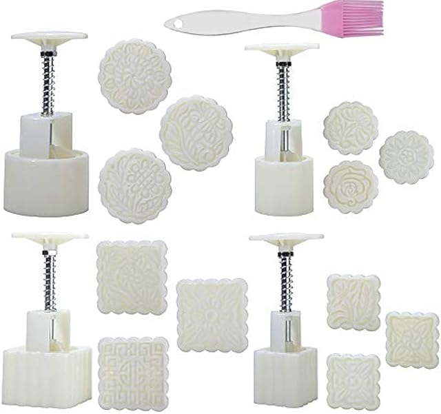 4 Sets 12 Pcs Mode Mooncake Fodant Gift DIY Moon Cake Mold (12)