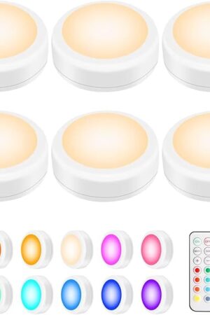 Alivation Led Under Cabinet Lighting 6 Puck Lights 13 Color Changing Touch Push Tap Lights