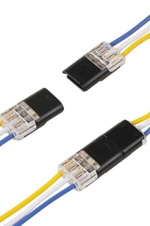 Brightfour Pluggable Low Voltage Wire Connectors, No Stripping 3 Wire Connectors, 3 Pins 2 Way Plug-in LED Wire Connectors for AWG 20-22