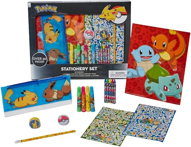The Innovative Designs Pokemon Kids Coloring Art and Sticker Set, 30 Pcs. & Craft Supplies with Pencil Case