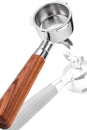51mm Portafilter for CASABREWS 3700/CM5418, Dual Spout Espresso Handle with Siam Rosewood Grip & 304 Stainless Steel Basket