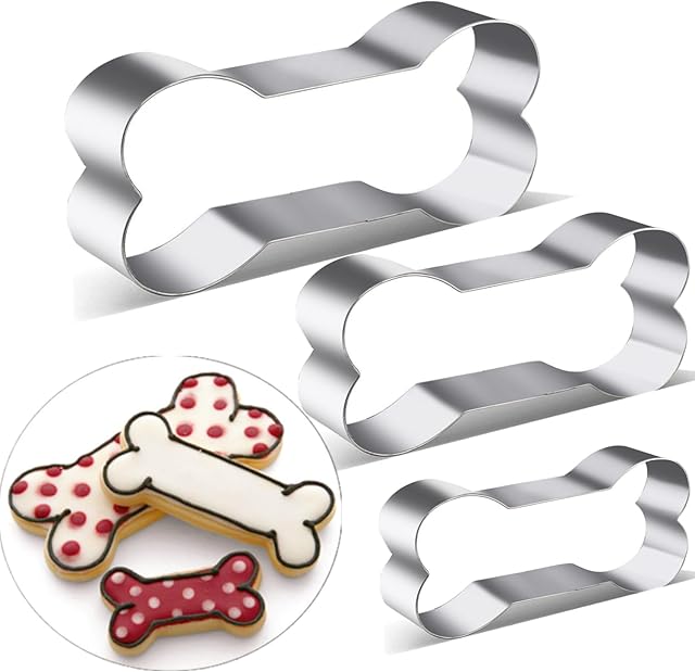 Dog Treats Cookie Cutters,Dog Bone Shape Cookie Cutters set Stainless Steel Biscuit Mold for Dog Cat Homemade Treats