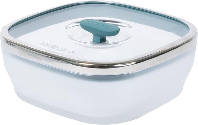 Anyday 5.5-Cup Square Glass Food Storage with Glass Lid | Plastic-Free Meal Prep & Microwave Cookware | Stackable Airtight Storage Container with Vented Lid for Microwave-Safe Reheating
