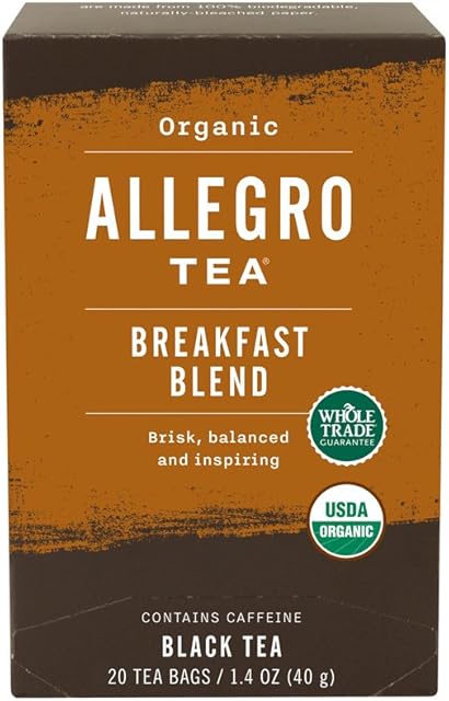 Allegro Coffee Allegro Tea, Tea Bags, Organic Breakfast Blend, 20 Count