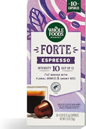 Whole Foods Market, Forte Espresso Pods, Floral Aromatics & Smoky Notes, 10 Count