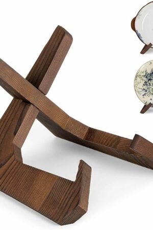 Bowl Stands for Display, 6.5 Inch Plate Holder, Wooden Easel Frame Holder, Display Stand for Large Deep Platters and Dishes, 6.5" H x 9" W x 7.9" D (For Bowls under 5" in Depth)