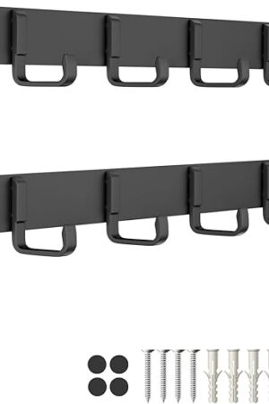 Wall Mount Coat Rack 2-Pack with 6 Hanging Hooks Glue Installation