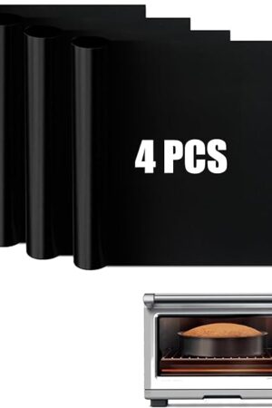Air Fryer Oven Liners Compatible with Breville Smart Oven Air Fryer Pro BOV845BSS, 4 PCS Non-Stick Oven Liners for Bottom of Oven, Accessories for Breville Toaster Reusable Baking Mat