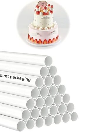 15PCS 6 Inch White Plastic Cake Dowel Rods for Tiered Cake Construction and Stacking Supporting Cake Round Dowels Straws with 0.4 Inch Diameter