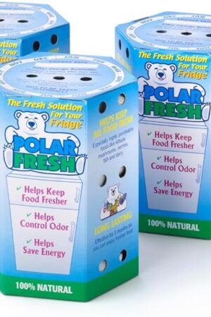 All-in-1 Refrigerator Deodorizer & Produce Saver by Polar Fresh 3 Pack – Fridge Odor Eliminator, Ethylene Gas Absorber, Fridge Moisture Absorber & Efficiency Booster; Surpasses Baking Soda & Charcoal