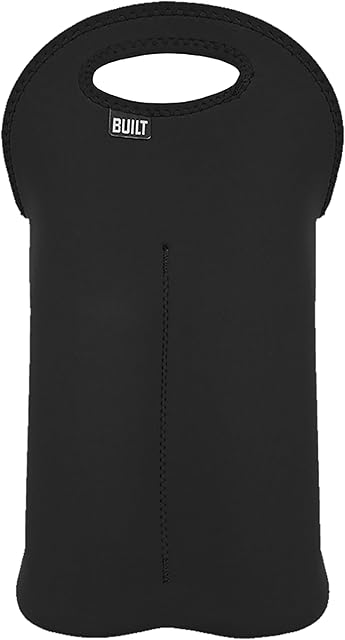 BUILT 2B-BLK 2-Bottle Stain Resistant Neoprene Wine/Water Bottle Carry Tote, Black
