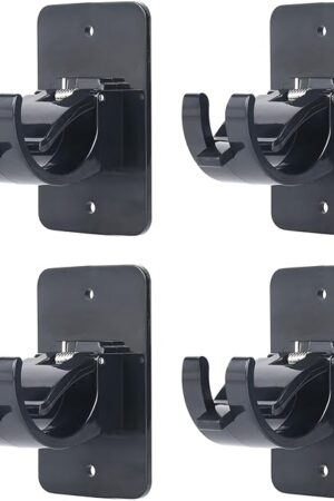 4Pcs Self-adhesive Curtain Rod Clips, Universal Plastic Curtain Rod Clips, No Drilling,for C urtain Rods up to 40mm (black) (Curtain Rod Not Included)