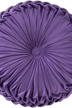 Baiyuruodie Round Velvet Pillow, Sofa Bed Bedroom Decorative Throw Pillow (38cm, Dark Purple)