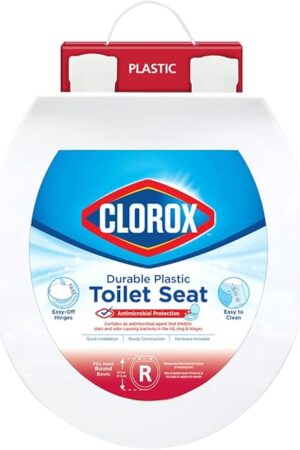 Clorox Round Beveled Plastic Toilet Seat with Easy-Off Hinges – Wiggle-Free Design