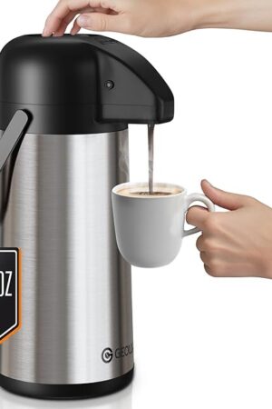 Airpot Coffee Carafe for Keeping Hot - 102 OZ/ 3L Large Coffee Dispenser with Pump - Insulated Stainless Steel Thermos Urn for Hot Drinks Water Tea Chocolate - Thermal Beverage Dispenser for Parties
