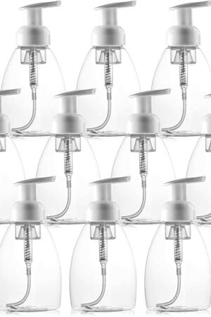 Bekith 12 Pack Foaming Soap Dispenser Pump Bottles, 8oz (250ml) Foaming Hand Soap Dispenser, Refillable Liquid Soap Foaming Dispenser, Empty Plastic Bottles for Kitchen, Bathroom, Commercial, Clear