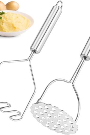 2 Pcs Potato Masher for Potatoes, Heavy Duty Stainless Steel Integrated Kitchen Tool