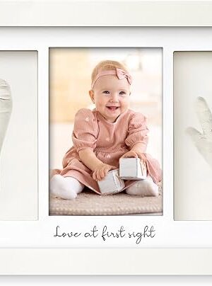 Baby Hand and Footprint Kit - Clay Handprint Keepsake Frame, Newborn Nursery Picture Frame, Personalized New Mom Gifts for Baby Shower & Registry (Alpine White)