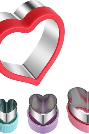 ALLTOP Heart-Shaped Cookie Cutter Set - 4 Size Biscuit Cutter for Valentine's Day Baking, Romantic Dessert Decoration, Anniversary Cooking & More