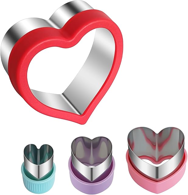 ALLTOP Heart-Shaped Cookie Cutter Set - 4 Size Biscuit Cutter for Valentine's Day Baking, Romantic Dessert Decoration, Anniversary Cooking & More