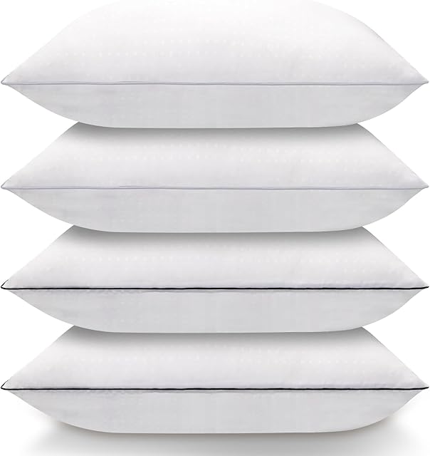 Nctoberows Bed Pillows for Sleeping Queen Size Set of 4, Luxury Hotel Quality Cooling Pillows, Super Soft Down Alternative Fill for Side Back and Stomach Sleepers