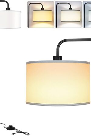 [Upgraded] LED Floor Lamp for Living Room, 3 Color Temperature Floor Lamp with Foot Switch Modern Standing Lamp Tall Pole Floor Reading Lamp for Bedroom, Study Room, Office, 9W Bulb Included, Black