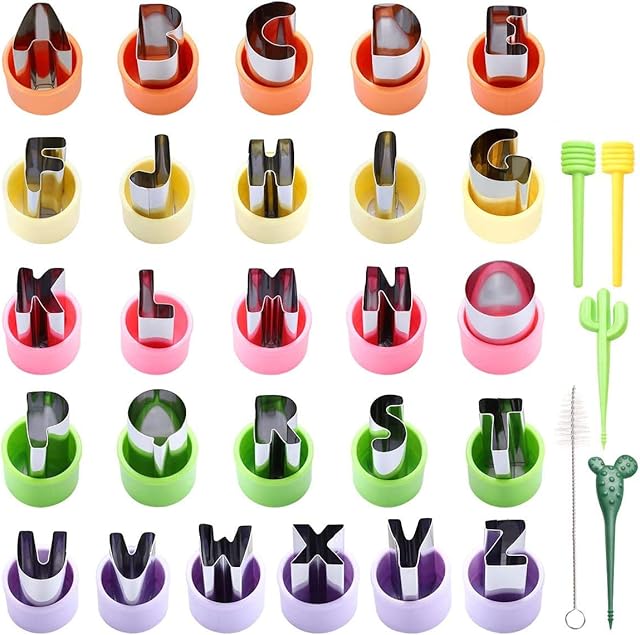 1'' Mini Alphabet Cookie Cutters Set,26-Piece Stainless Steel Letters Cookie Cutters Decorating Tool DIY Biscuit Mold for Fondant Biscuit, Cake, Fruit, Vegetable