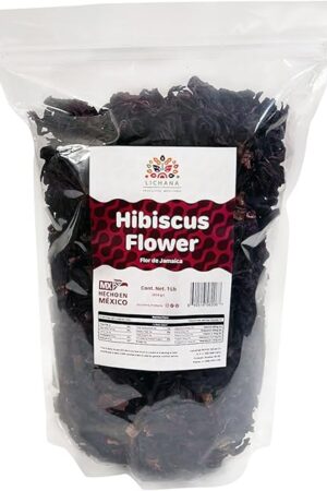 1lb (16oz) All Natural Dried Hibiscus Flowers, Flor de Jamaica, Whole Flowers and Petals, Great for Hot or Iced Tea and Mexican Agua Fresca, Jamaica Tea - 100% Natural, Sifted Packaged In Resealable Bag.