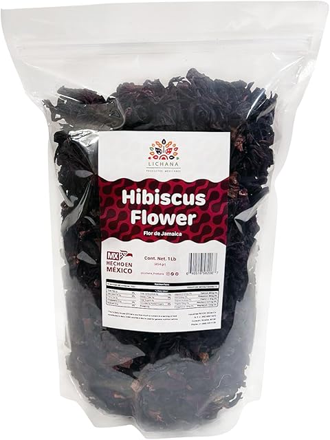 1lb (16oz) All Natural Dried Hibiscus Flowers, Flor de Jamaica, Whole Flowers and Petals, Great for Hot or Iced Tea and Mexican Agua Fresca, Jamaica Tea - 100% Natural, Sifted Packaged In Resealable Bag.