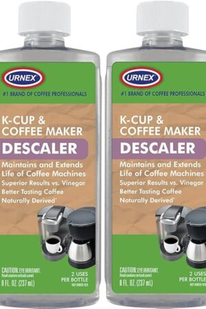 The Professional Barista's Choice - Urnex Keurig Compatible Coffee Maker Universal Descaling Solution (2 Pack, 2 Uses Per Bottle)