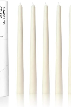 6 PK 10" Classic Taper Candles, Ivory, 7-8 Hours Long Burning, Unscented Tall Candlesticks