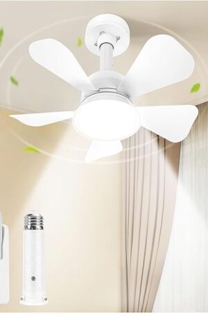Ceiling Fans with Lights and Remote, Quiet Ceiling Fans with 5 Blades, 3 Color LED Dimmable, Low Profile Ceiling Fan with Light for Bedroom, Garage, Kitchen, Living Room, Patio